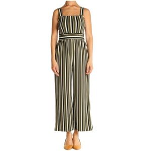 C10- Express Stripe Wide Leg Pant Romper Size Large